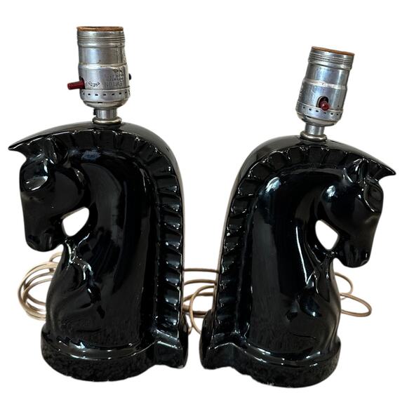 Vintage MCM Haeger Horse Head Matching Lamp Set - Picture 5 of 9